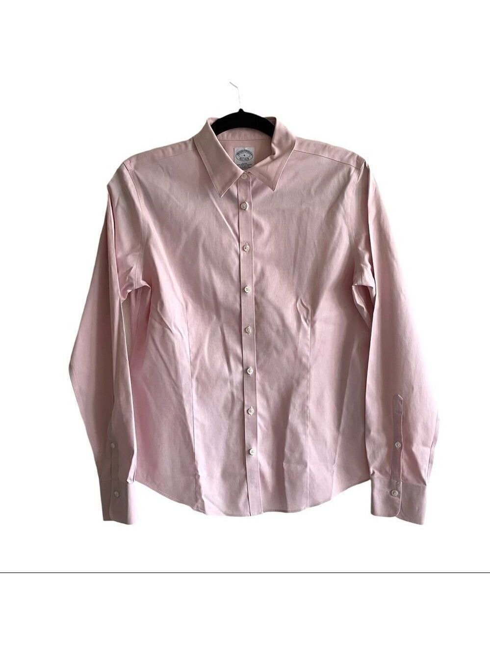 BROOKS BROTHERS Fitted Non-Iron Stretch Cotton Button Front Shirt Blouse Pink 6